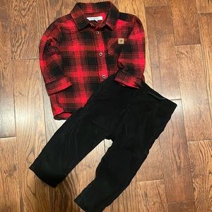 George baby flannel button up and corduroy set
